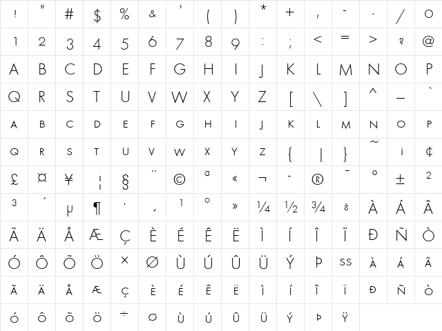 URW Furnerius SC T Light Light  glyph index