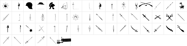 Weapons Regular  glyph index