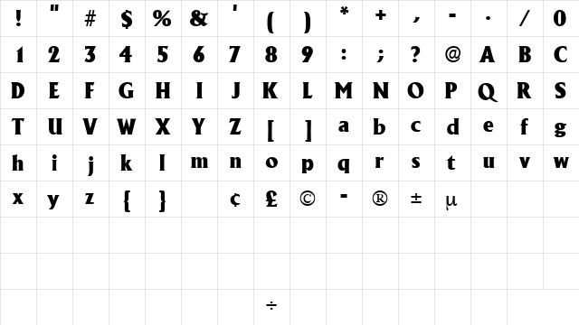 AnkuraSSK Regular  glyph index