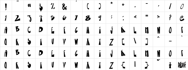 Gnarly Regular  glyph index