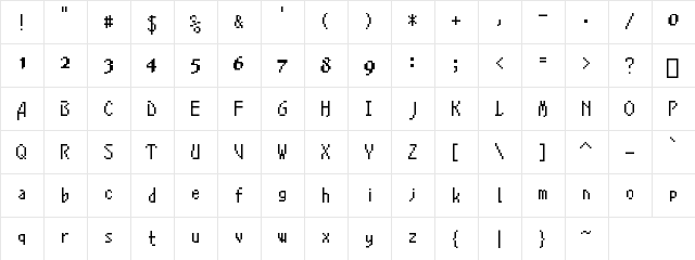 DoSbig Regular  glyph index