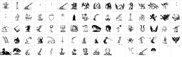 HeraldryPartsOne Regular  glyph index