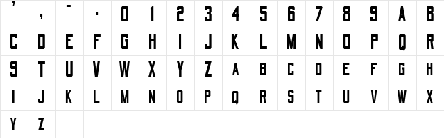 QuarterbackCondensed Regular  glyph index