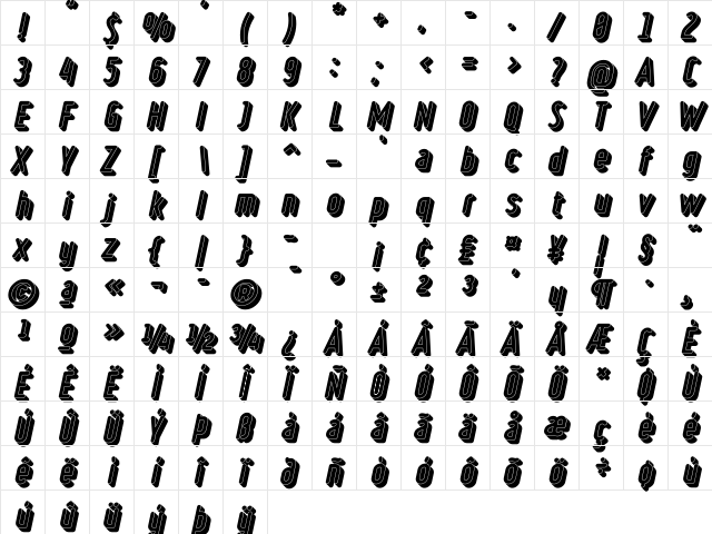 Ruler Volume Black Regular  glyph index