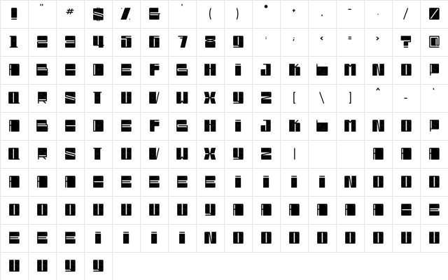 Bloxy Stamped Regular  glyph index