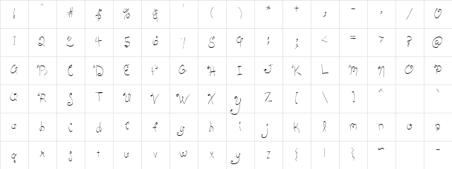 CK Twirly Regular  glyph index