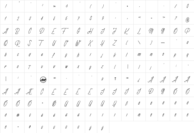 Anathematise light_PersonalUseOnly Regular  glyph index