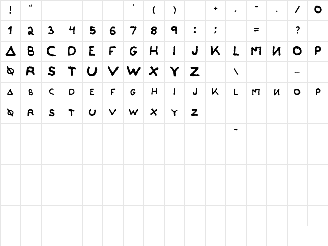 Orlando's Handwriting Regular  glyph index