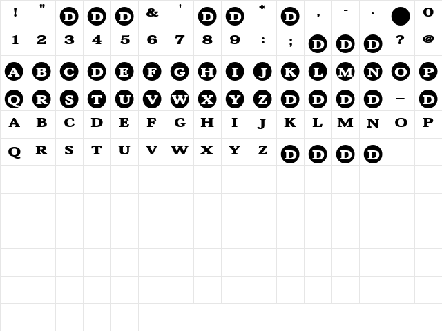 Liars Regular  glyph index