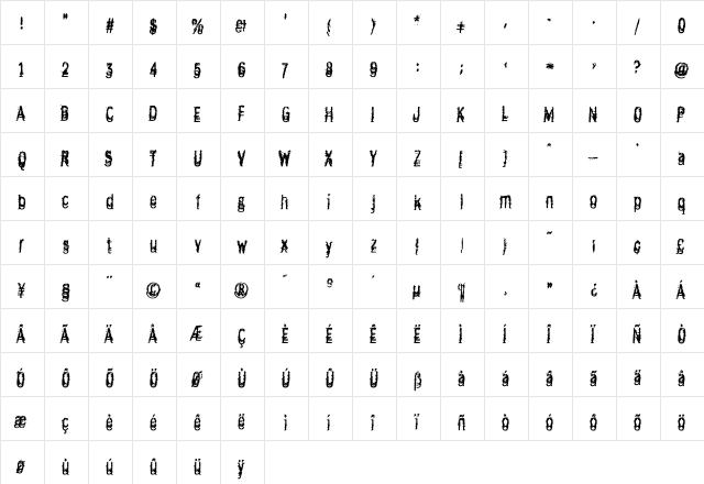 IndecisionDoubled Regular  glyph index