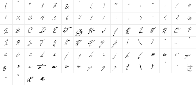 Fountain Pen Frenzy Regular  glyph index