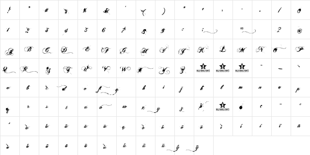 Aenima Regular  glyph index