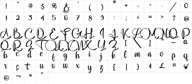 Feisty Regular  glyph index