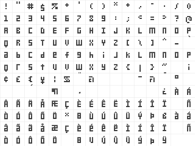 BoneRoll AOE Regular  glyph index