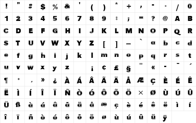 URWGroteskTBolIn1 Regular  glyph index