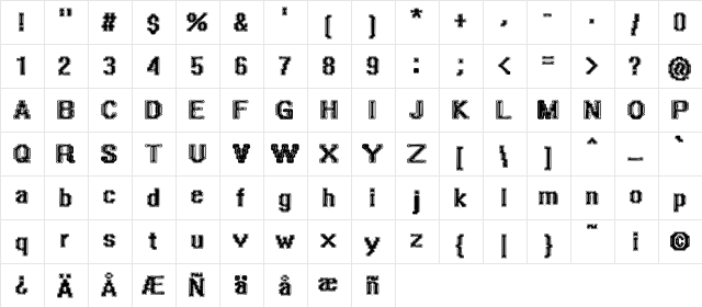 Polished Igneous Regular  glyph index