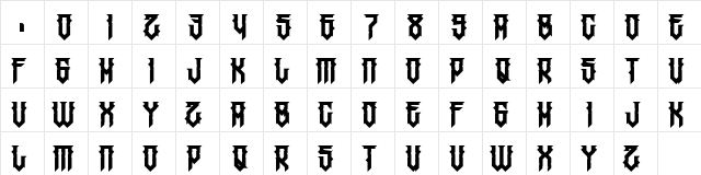 H74 Major Jackov Regular  glyph index