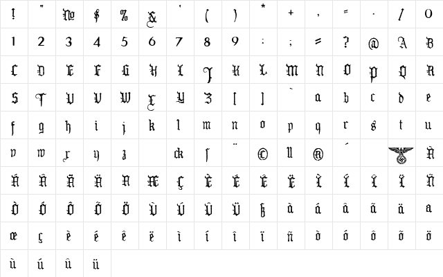 WW2 BlackltrAlt HPLHS  glyph index