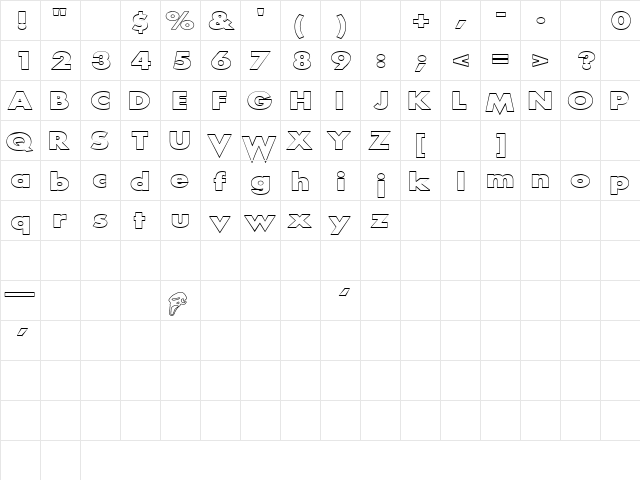 Scream outlined Regular  glyph index