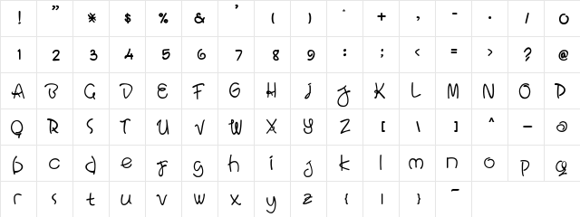 Bali Paradiso Regular  glyph index