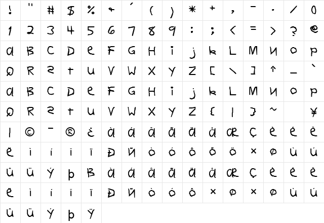 FZ HAND 11 Normal  glyph index