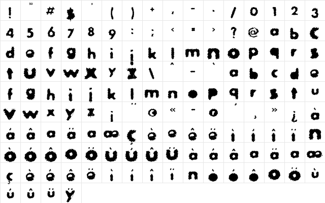 Freysk Regular  glyph index