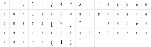Older Regular Normal  glyph index