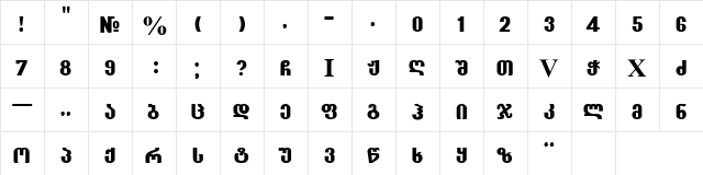 GEO-Grotesk Regular  glyph index