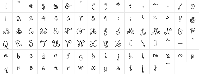 PC Jump Rope Regular  glyph index