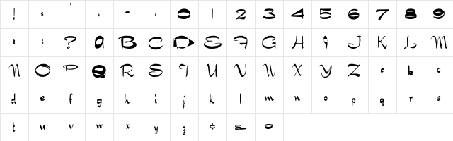 NewerSymbolFont4 Regular  glyph index