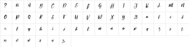 Signature hawk Regular  glyph index