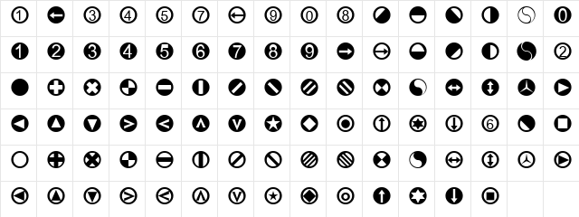 LTTapestry Circle Regular  glyph index