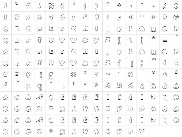 Beesknees Outline Itc P Regular  glyph index