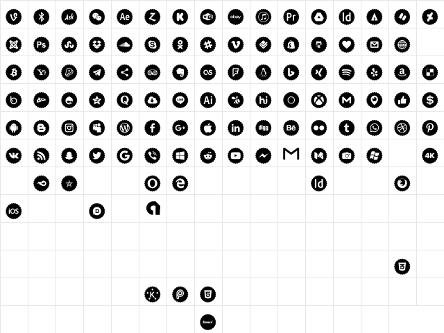 Icons-Color Regular  glyph index