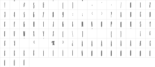 Revolution Regular  glyph index