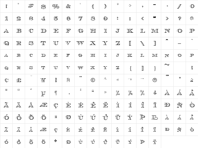 Cash Outline Regular  glyph index