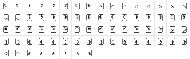 New Regular  glyph index