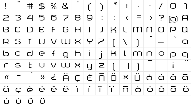 Tarpino Normal  glyph index