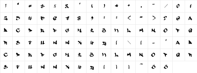 Searfont Regular  glyph index