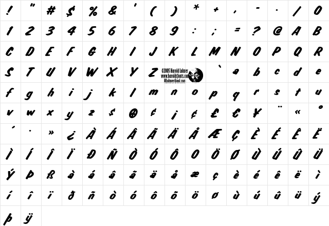 Jest Solid Regular  glyph index
