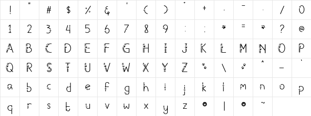 Meows Regular  glyph index