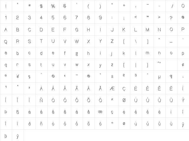 Canin Regular  glyph index
