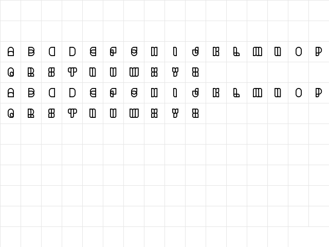 science fiction Regular  glyph index