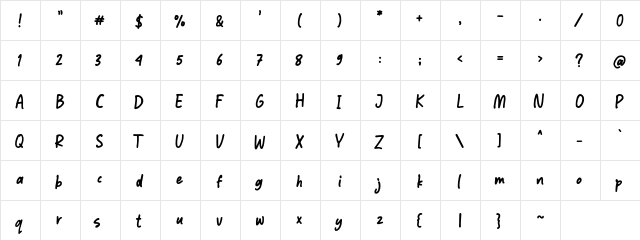 Notebook Regular  glyph index