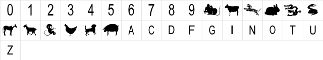 tungfont zodiac 4 Regular  glyph index