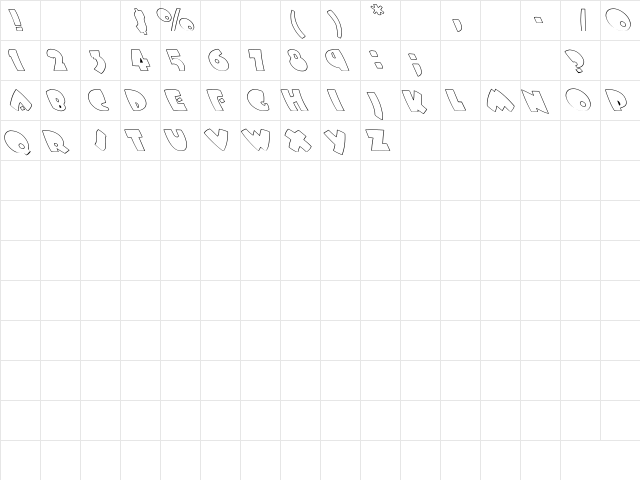 Bees Wax Hollow Extreme Lefty Regular  glyph index