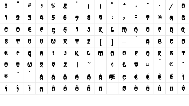 Vassar Regular  glyph index