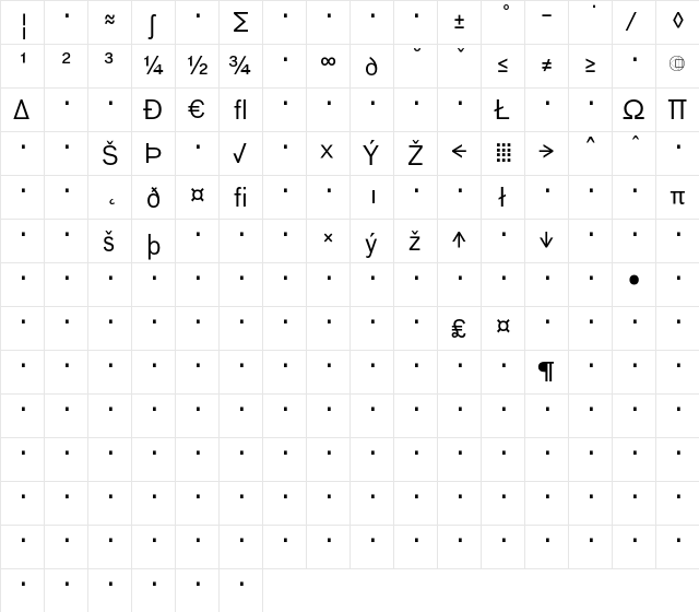 Bau-RegularExpert Regular  glyph index
