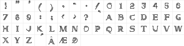 E Line  glyph index