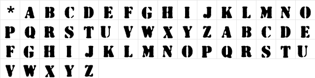 Wartorn Regular  glyph index